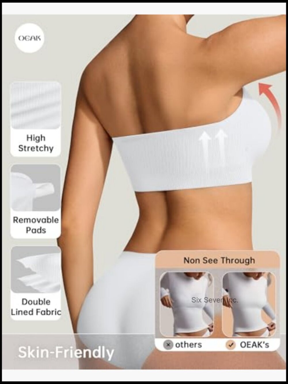 Supportive Strapless Bra Push Up Wireless Bandeau Non Slip Seamless Padded View 3